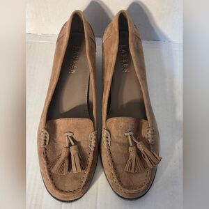Women's Ralph Lauren Tan Suede Tassel Loafers Size 7.5B